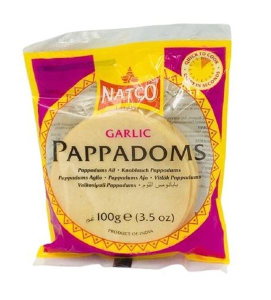 Natco Pappadoms Garlic 3" Madras 100g