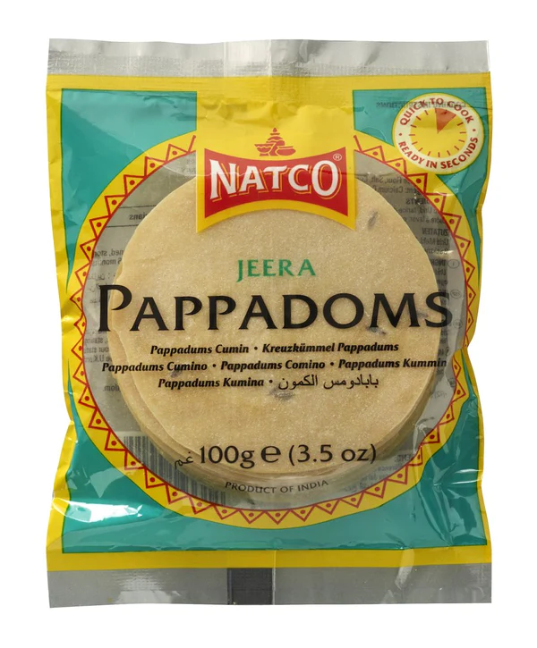 Natco Pappadoms Jeera 3" Madras 100g